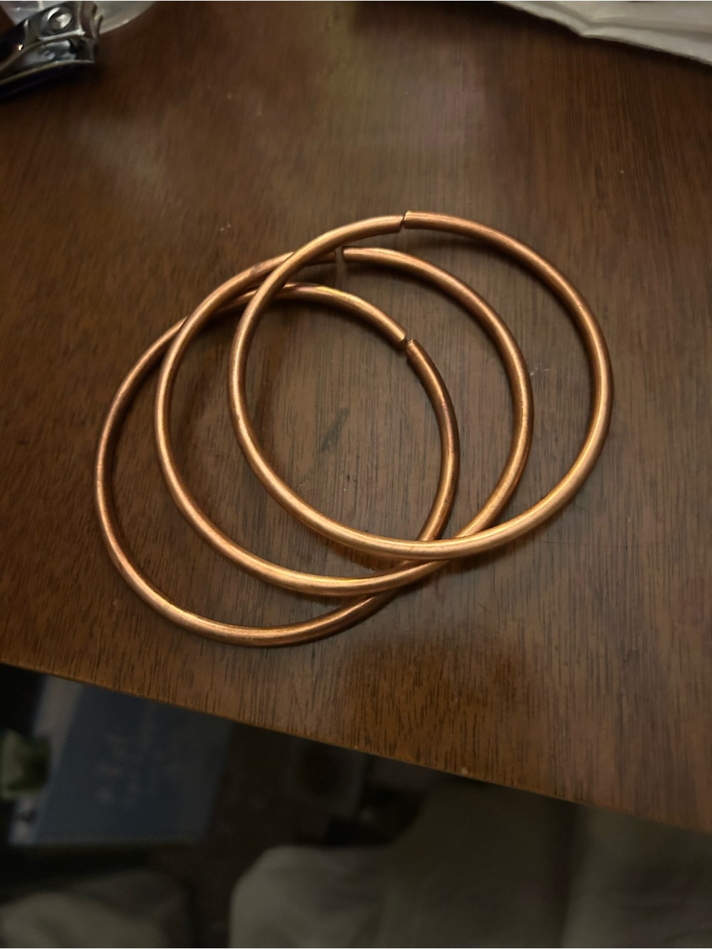 Copper Tone Bangle Bracelet Set - 3 Thin Bangles